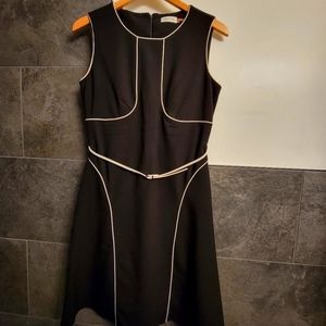 Calvin Klein Seamed Fit and Flare Black Dress. Size 6.